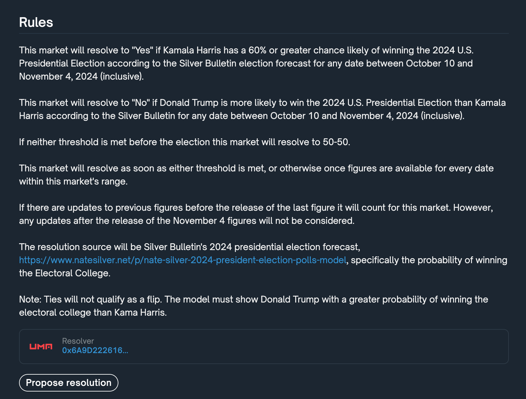 Market rules example